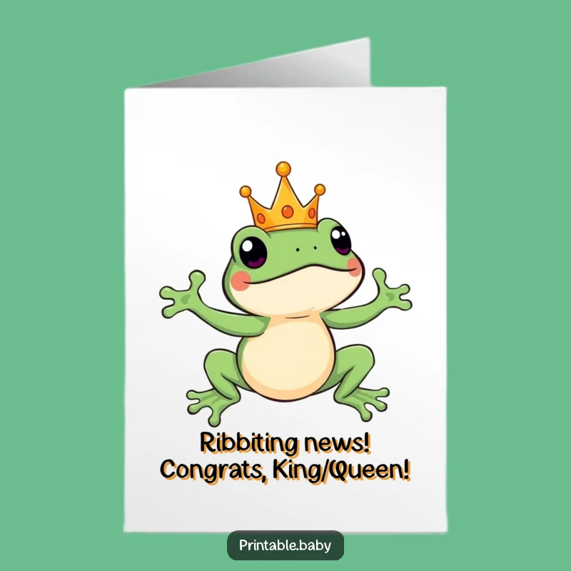 Free Printable Congrats Card: Frog King's Royal Leap