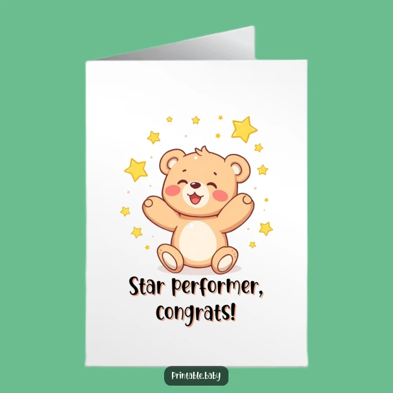 Free Printable Congrats Card: Star Catching Bear, Dreamy Downloadable Gift