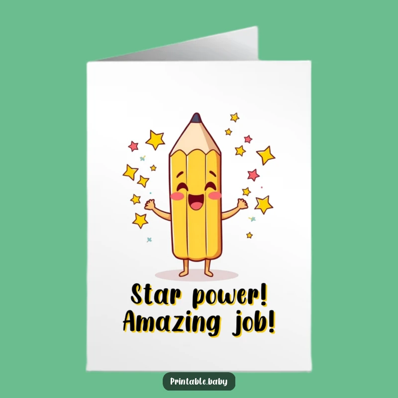 Free Printable Funny Congrats Card: Pencil's Starry Success Downloadable Gift