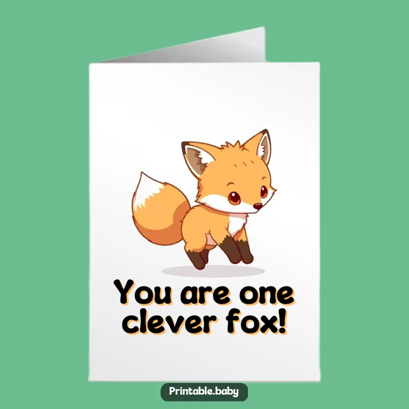 Free Printable Funny Fox Congrats Card: Tail Chaser LOL Downloadable Gift