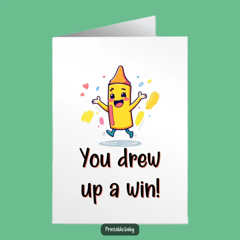 Free Printable Congrats Card: Dancing Crayon - Creative & Funny Downloadable Surprise!