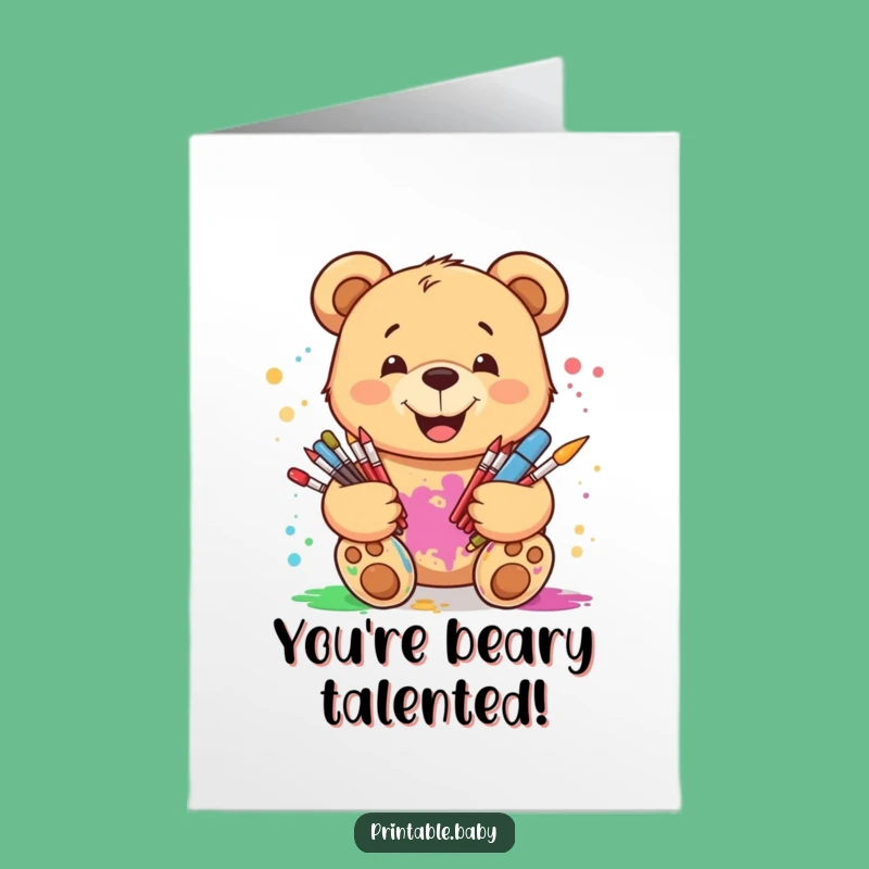 Free Printable Congrats Card: Art Bear - Creative & Funny Downloadable Surprise!