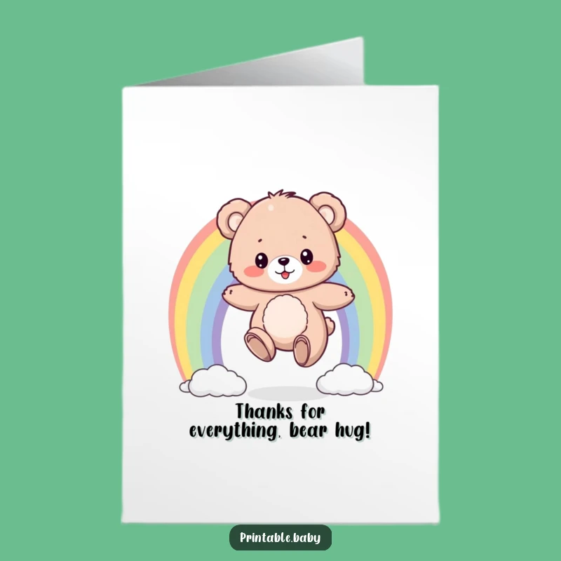Free Printable Bear Thank You Card: Funny Downloadable Appreciation Gift!