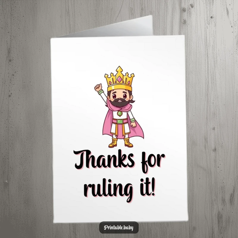 Funny Free Printable Ruler Thank You Card: A proud ruler character stands tall on a beautifully finished drawing.
