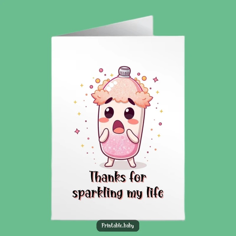 Free Printable Thank You Card: Glitter Shaker Thanks - Funny Downloadable Gratitude Gift