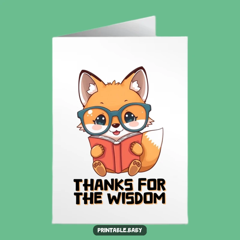 Free Printable Thank You Card: Witty Fox Gratitude Funny Downloadable