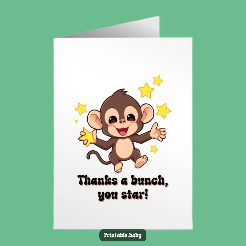 Free Printable Monkey Thank You Card: Funny Downloadable Starry Gratitude Gift!