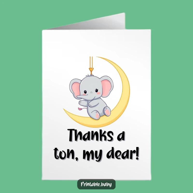 Free Printable Elephant Thank You Card: Funny Downloadable Celestial Gratitude Gift!