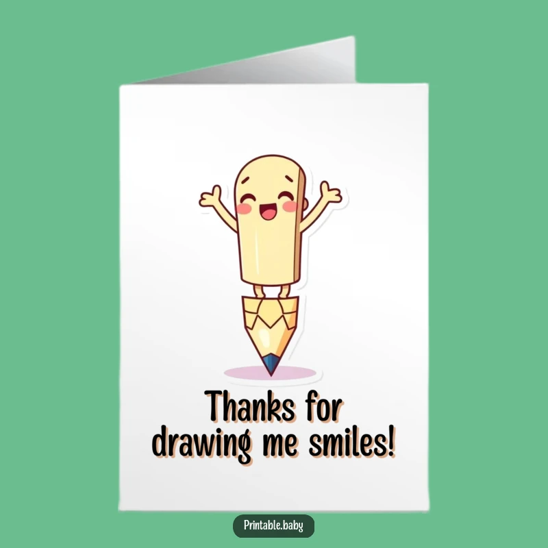 Free Printable Thank You Card: Pencil's Wobbly Thanks!