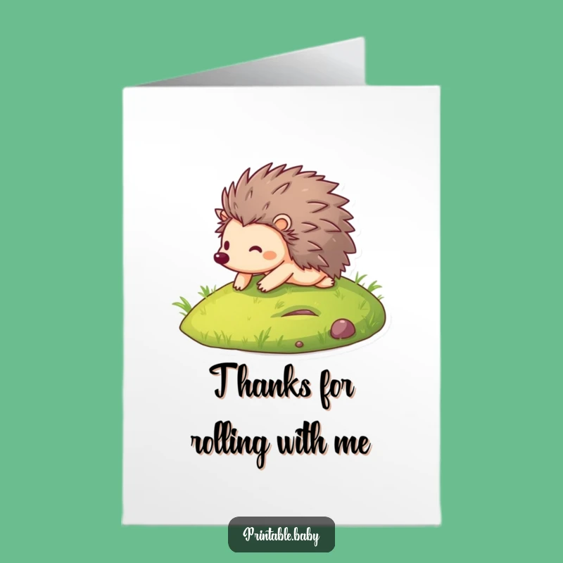 Free Printable Thank You Card: Cute Hedgehog Roll, Downloadable Express