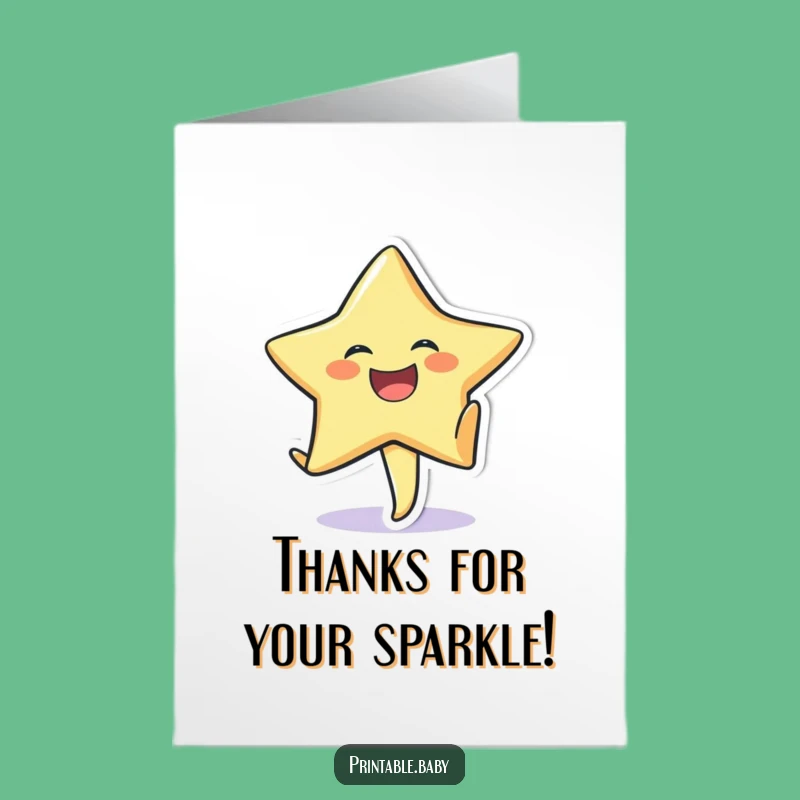 Free Printable Star Thank You Card: Funny Cartwheel Laugh Downloadable Gift