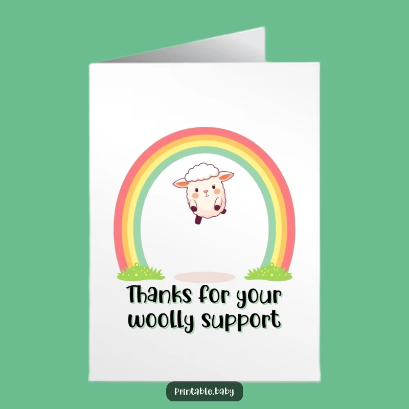 Free Printable Thank You Card: Sheep Rainbow Leap DIY