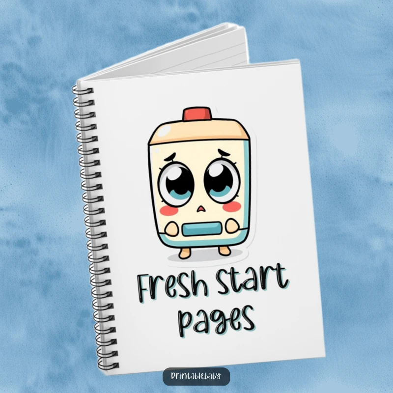 Funny Eraser Notebook: A surprised eraser character with big eyes watches a mistake disappear, designed for humorous and organized note-taking.