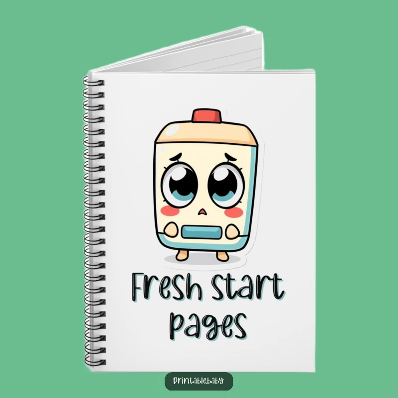 Capture your brilliant ideas (and erase any slip-ups) with this notebook featuring a surprised eraser character. Perfect for students and note-takers who like a bit of humor.