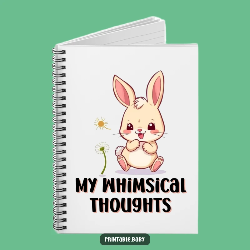 Funny Bunny Dandelion Notebook - Mischievous Journal Gift