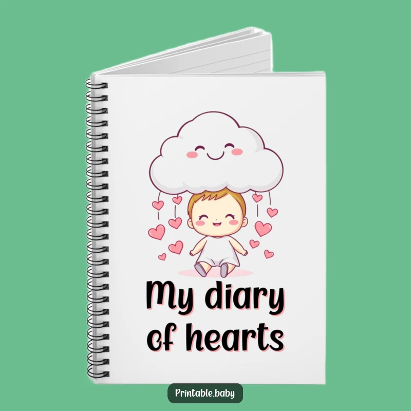 Funny Cloud Hearts Notebook - Sweet Rain Character Journal