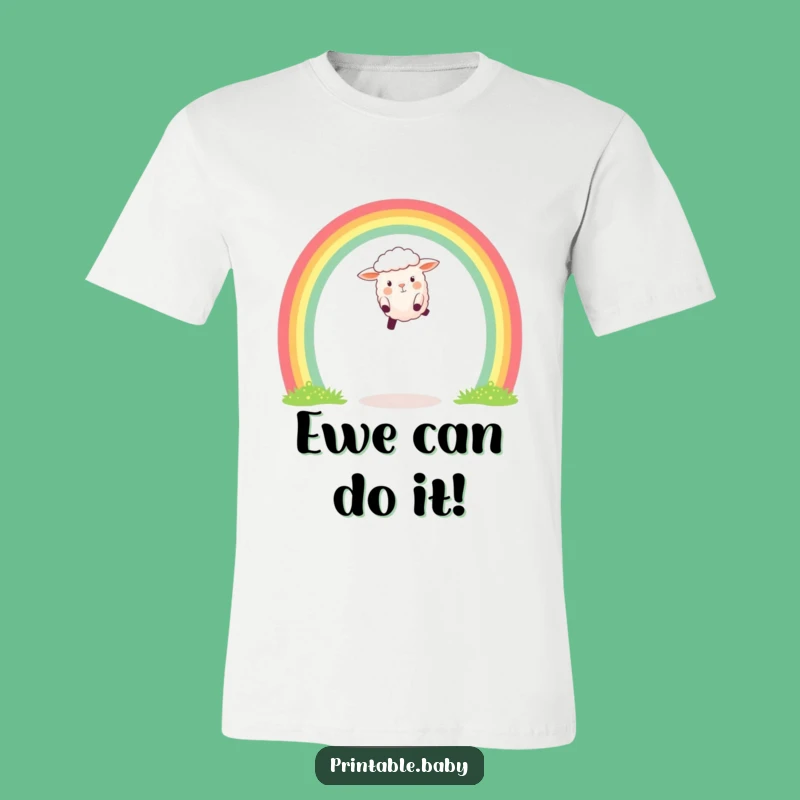 Funny Sheep T-Shirt: Rainbow Leap Design, Great Funny Gift