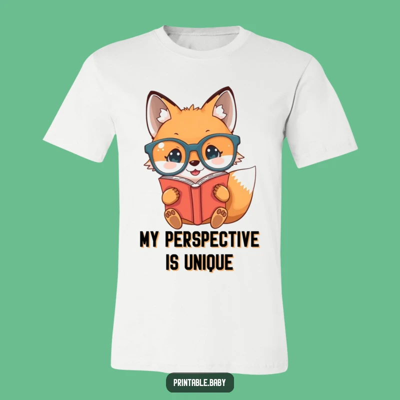 Funny Baby Fox Upside Down Book T-Shirt - Hilarious Scholar Apparel