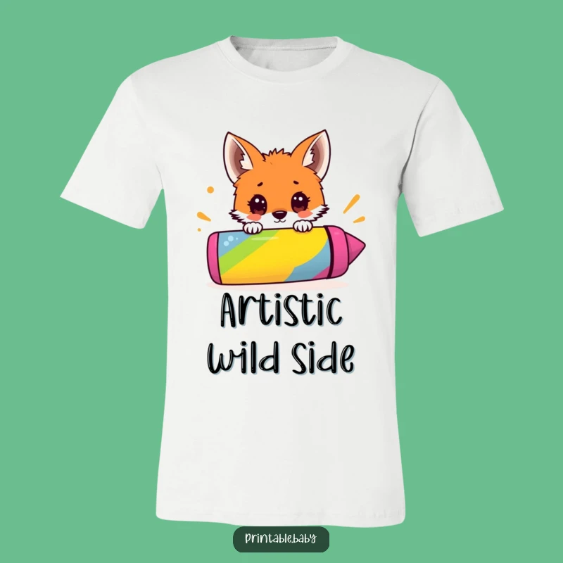 Funny Fox T-Shirt: Crayon Peek Design, Great Funny Gift for Kids