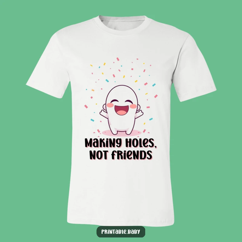 Funny Hole Punch Confetti T-Shirt: Playful Character Tee for Fun Times