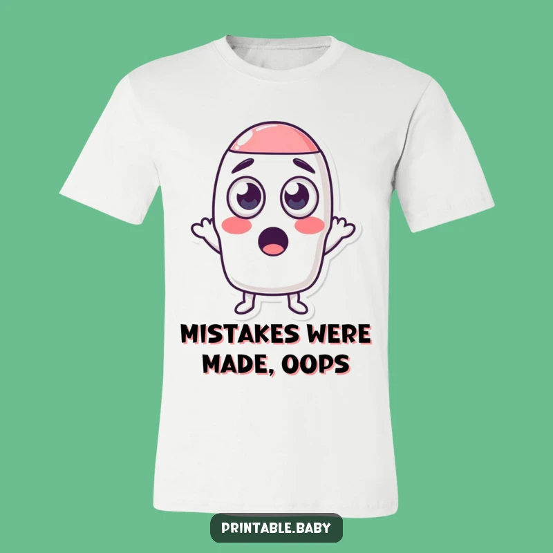 Funny Surprised Eraser Shrinking Shape T-Shirt - Hilarious Cartoon Apparel Gift