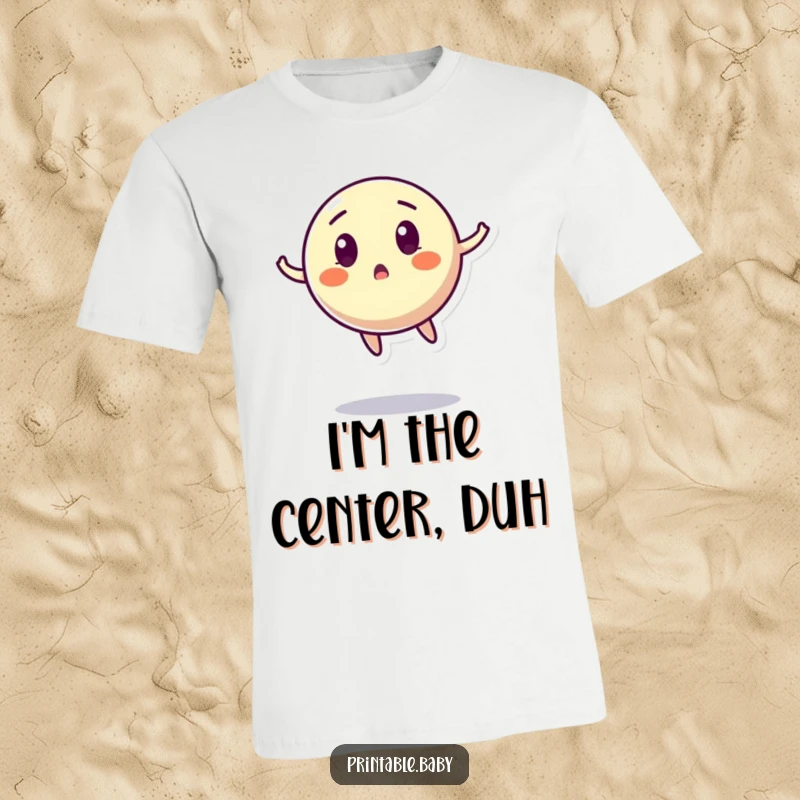 Funny Bouncing Ball T-Shirt: A graphic tee featuring a surprised bouncing ball character caught mid-air, ideal for sports fans.