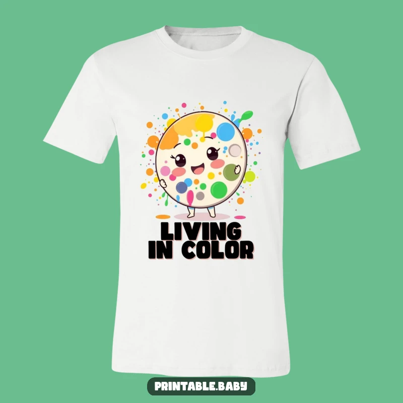 Funny Paint Palette T-Shirt: Happy Colors Everywhere - Cheerful Graphic Tee