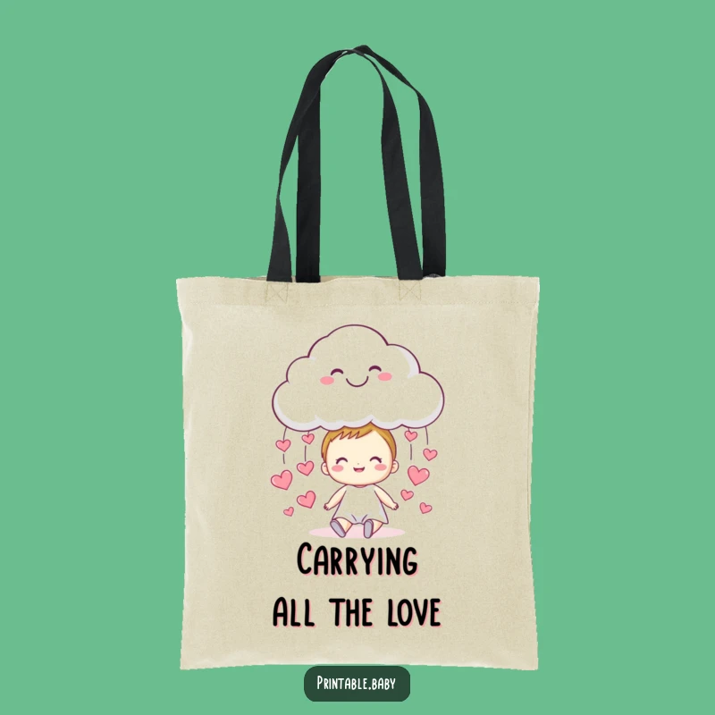 Funny Cloud Hearts Tote Bag - Adorable Rain Character Gift