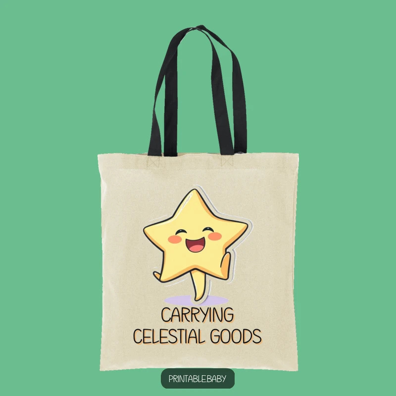 Funny Laughing Star Cartwheel Tote Bag: Sticker Character Carryall for Essentials