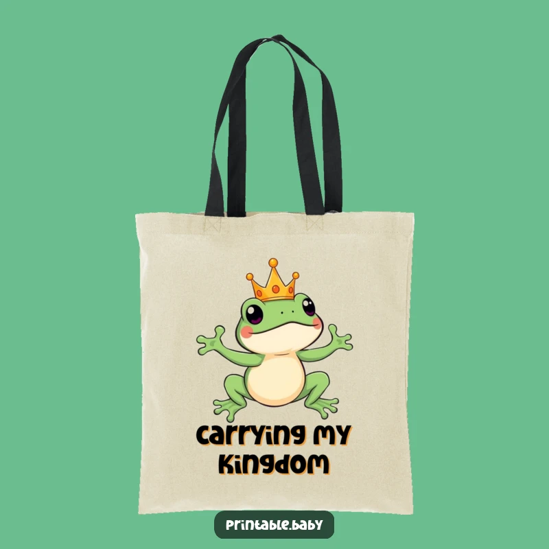 Funny Frog King Tote Bag: Carry Your Kingdom with Hilarious Style