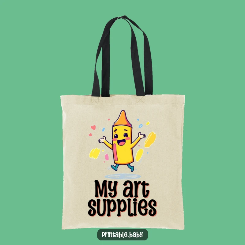 Funny Crayon Tote Bag: Playful Dancer for Art Supplies & Creative Gifts