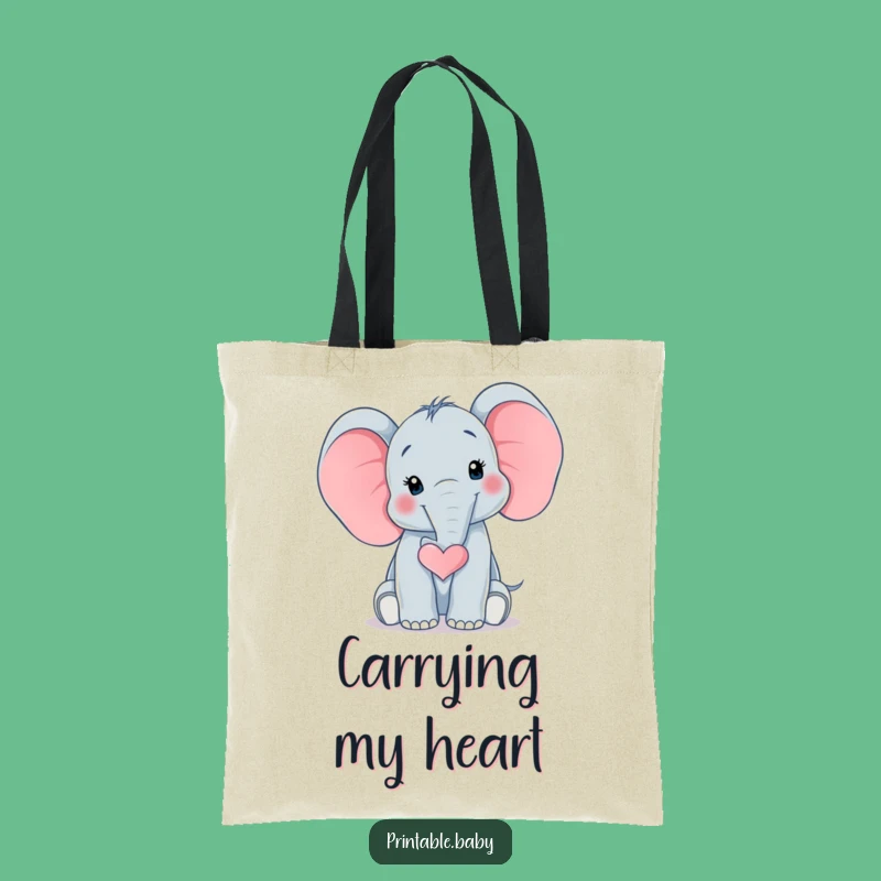 Funny Elephant Heart Tote Bag: Baby Trunk Love Carryall, Practical and Hilarious Gift