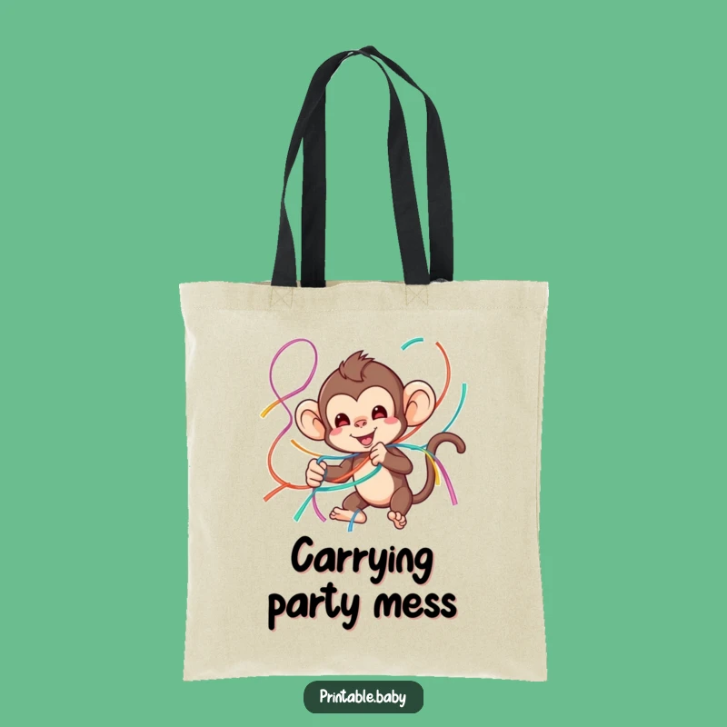 Funny Monkey Streamer Tote Bag: Carry Your Party Essentials