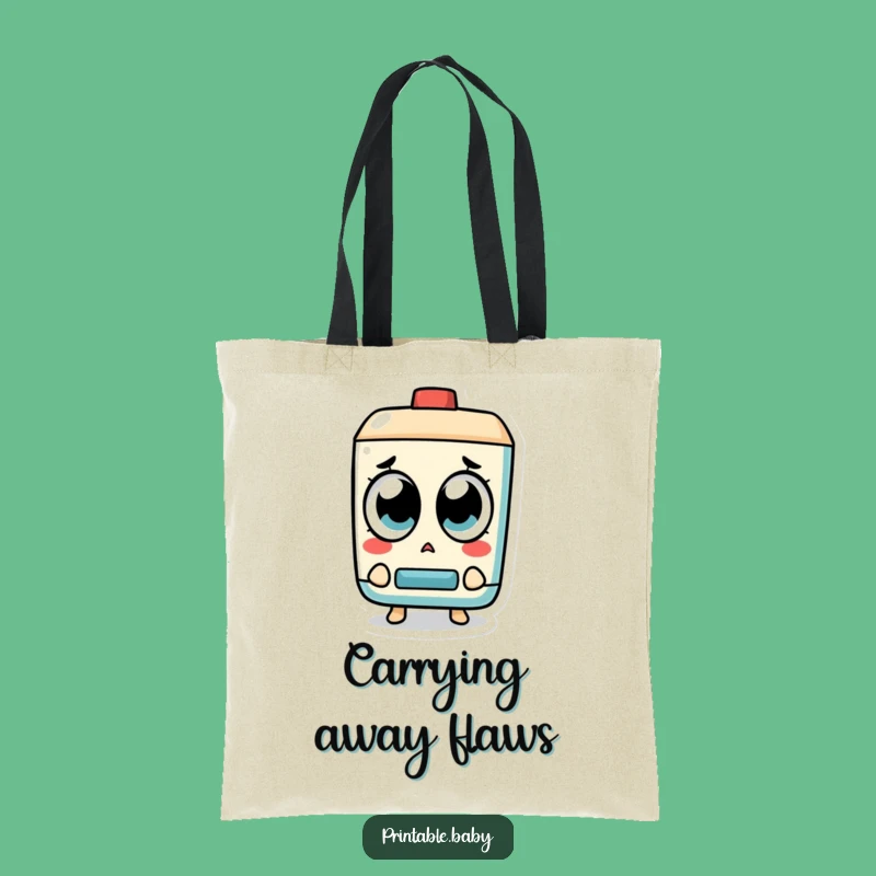 Carry your essentials and a good laugh with this tote bag featuring a surprised eraser character. Ideal for students, teachers, and anyone who appreciates a clean slate.