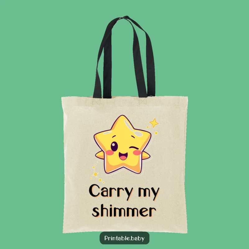 Funny Winking Star Tote Bag: Glitter Trail for Sparkly Essentials & Fun Gifts