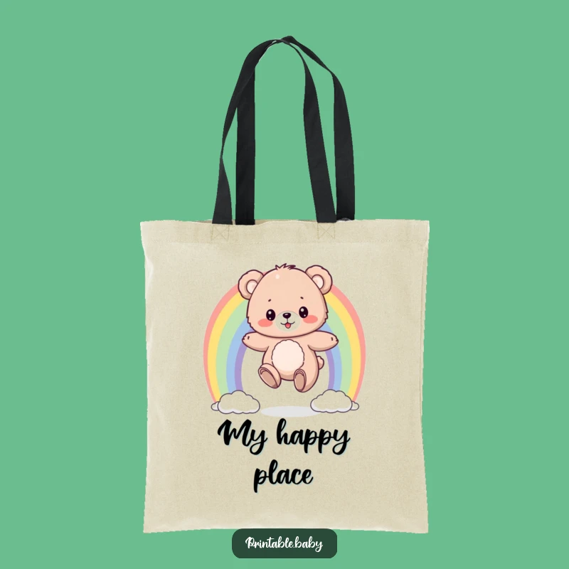 Funny Bear Cub Rainbow Tote Bag: Carry Color and Cheer