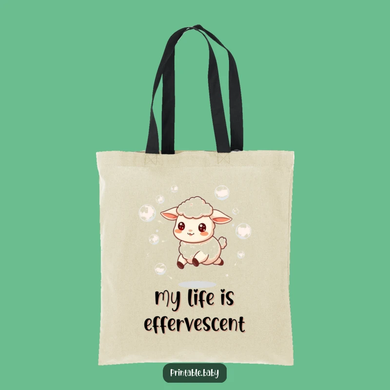 Funny Lamb Bubbles Tote Bag: Charming Skipping Sheep Bag, Perfect Funny Gift for Everyday Errands